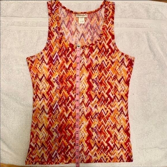 BELLE DU JOUR Citrus Orange White Chevron Tank Size Medium - Picture 6 of 8